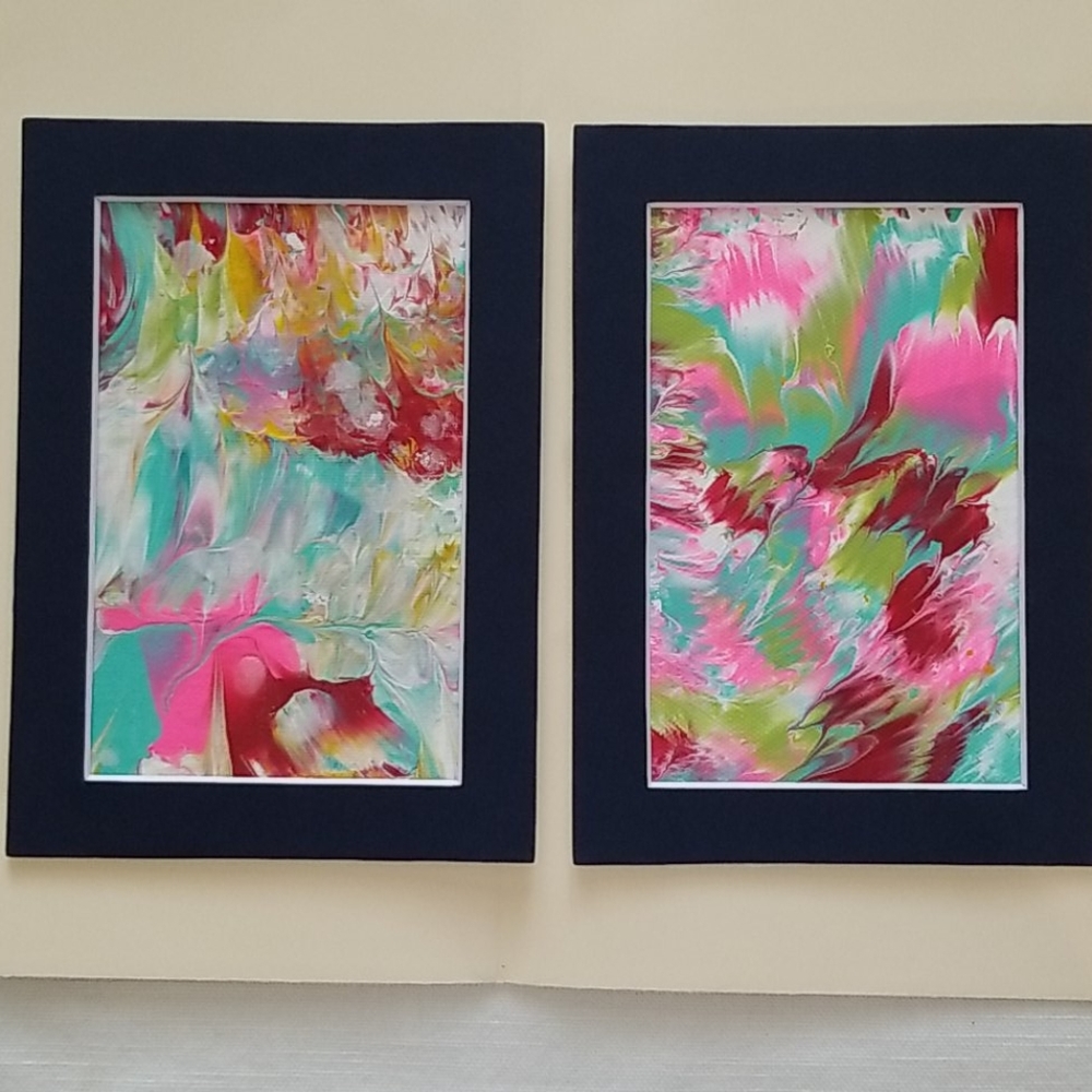 Aqua and Pink, original painting